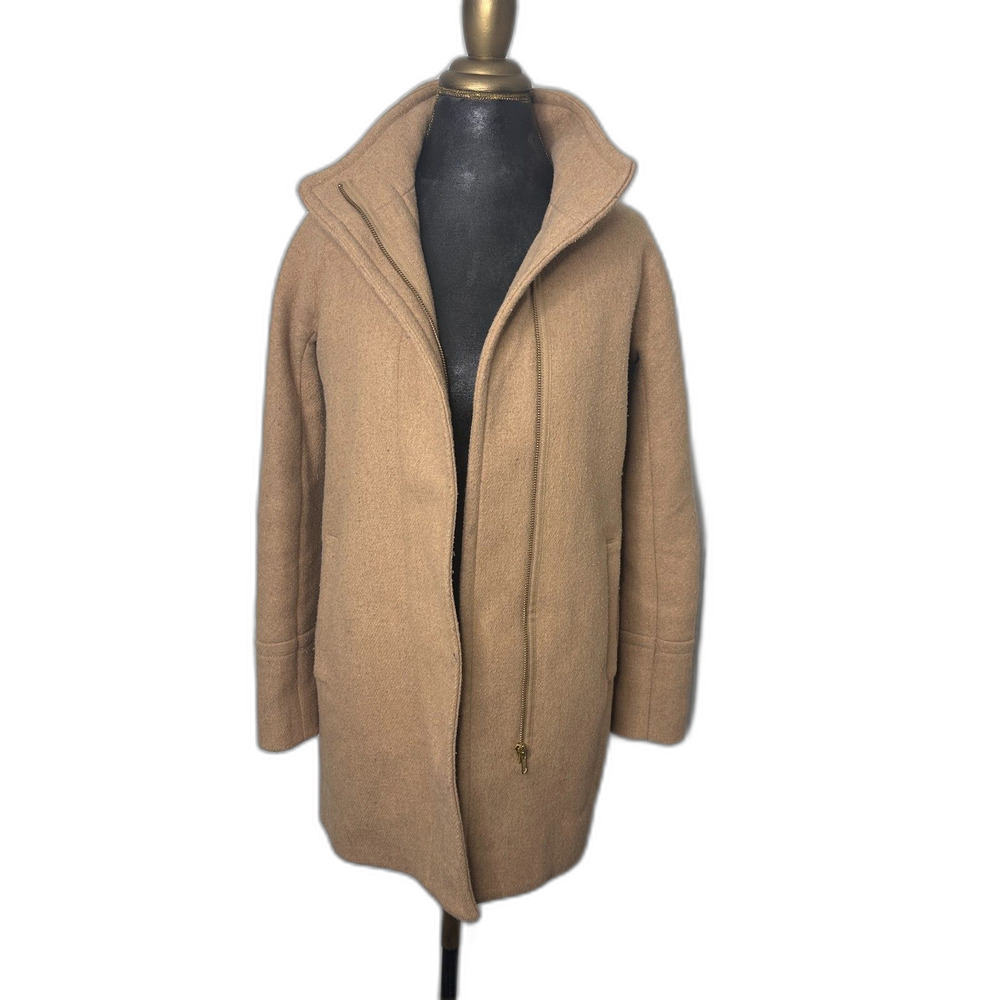 J. Crew Women's Wool Blend City Coat Camel Size 0 Zip Up